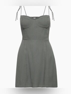 WILFRED ARITZIA Fable Gray Grey Tie-Strap A-Line Bustier Mini Dress Size